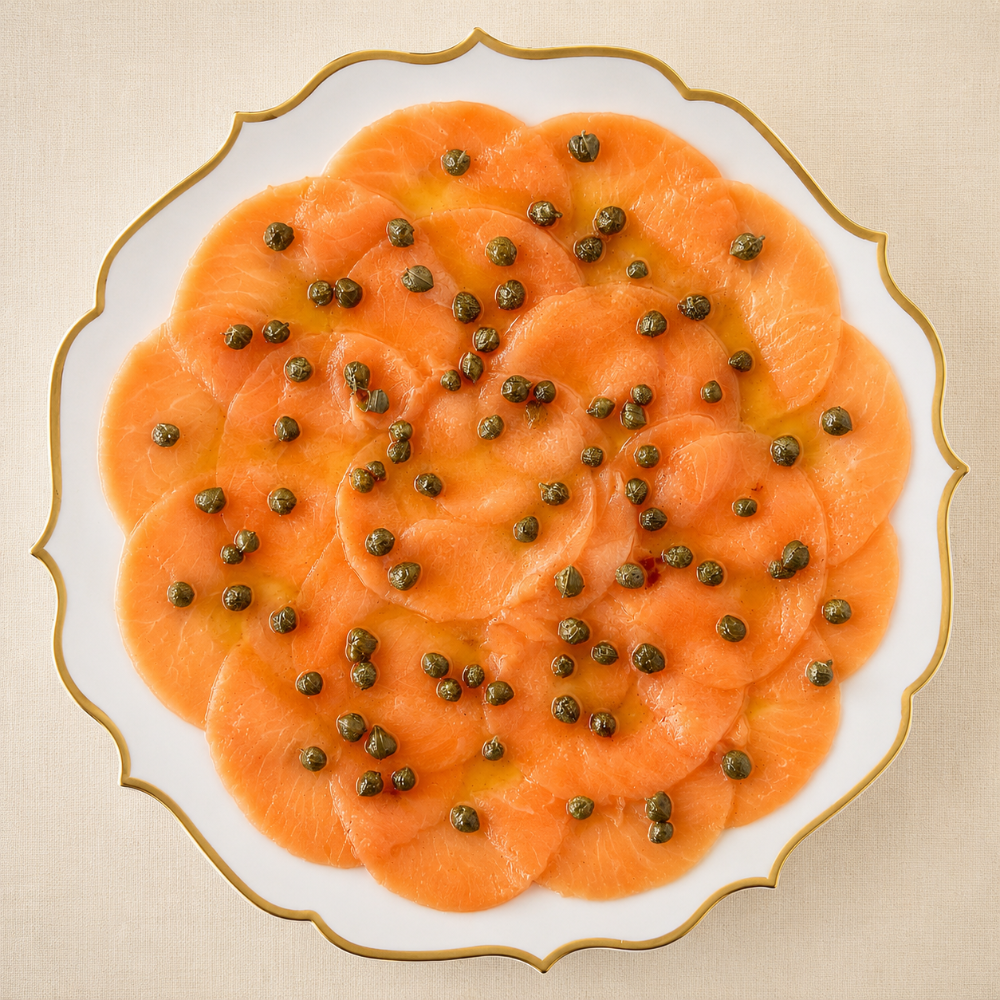 Carpaccio di Salmone servido